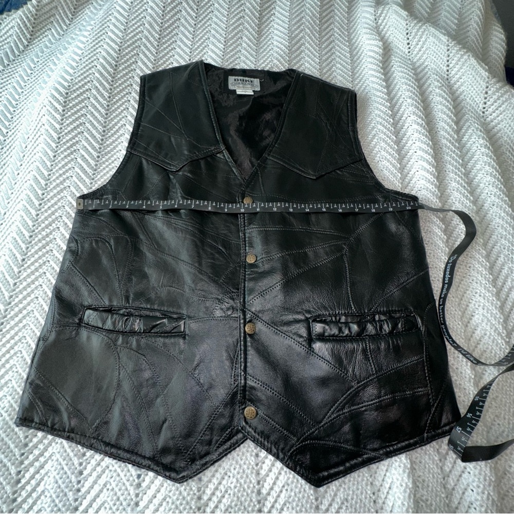 Vintage Duke Haband Black Motorcycle Leather Vest - Medium - Picture 6 of 8